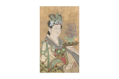 Lot 323 - A CHINESE BUST PORTRAIT OF A FEMALE IMMORTAL.