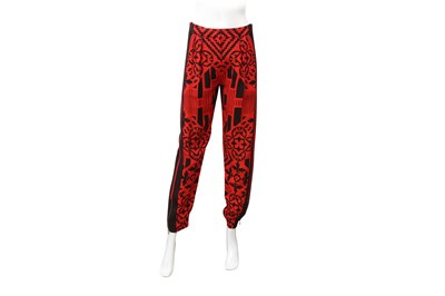 Lot 14 - Alexander McQueen Red Geometric Print Trouser - Size 38