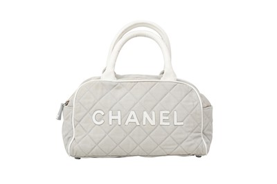Lot 168 - Chanel Pale Grey Logo Mini Bowler Bag
