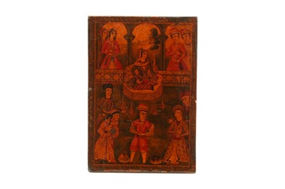Lot 26 - A LACQUERED PAPIER-MÂCHÉ MIRROR CASE WITH RENOWNED FEMALE LITERARY SUBJECTS