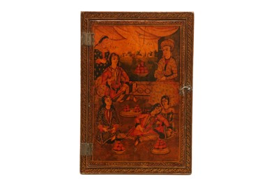 Lot 26 - A LACQUERED PAPIER-MÂCHÉ MIRROR CASE WITH RENOWNED FEMALE LITERARY SUBJECTS