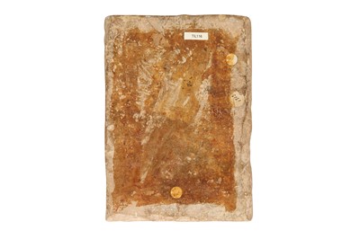 Lot 9 - A MOULDED COPPER LUSTRE-PAINTED FUNERARY POTTERY TILE