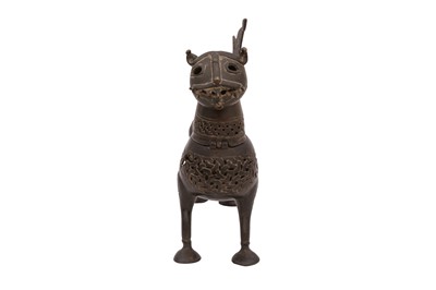 Lot 1 - A CAST OPENWORK BRONZE INCENSE BURNER IN THE SHAPE OF A LION
