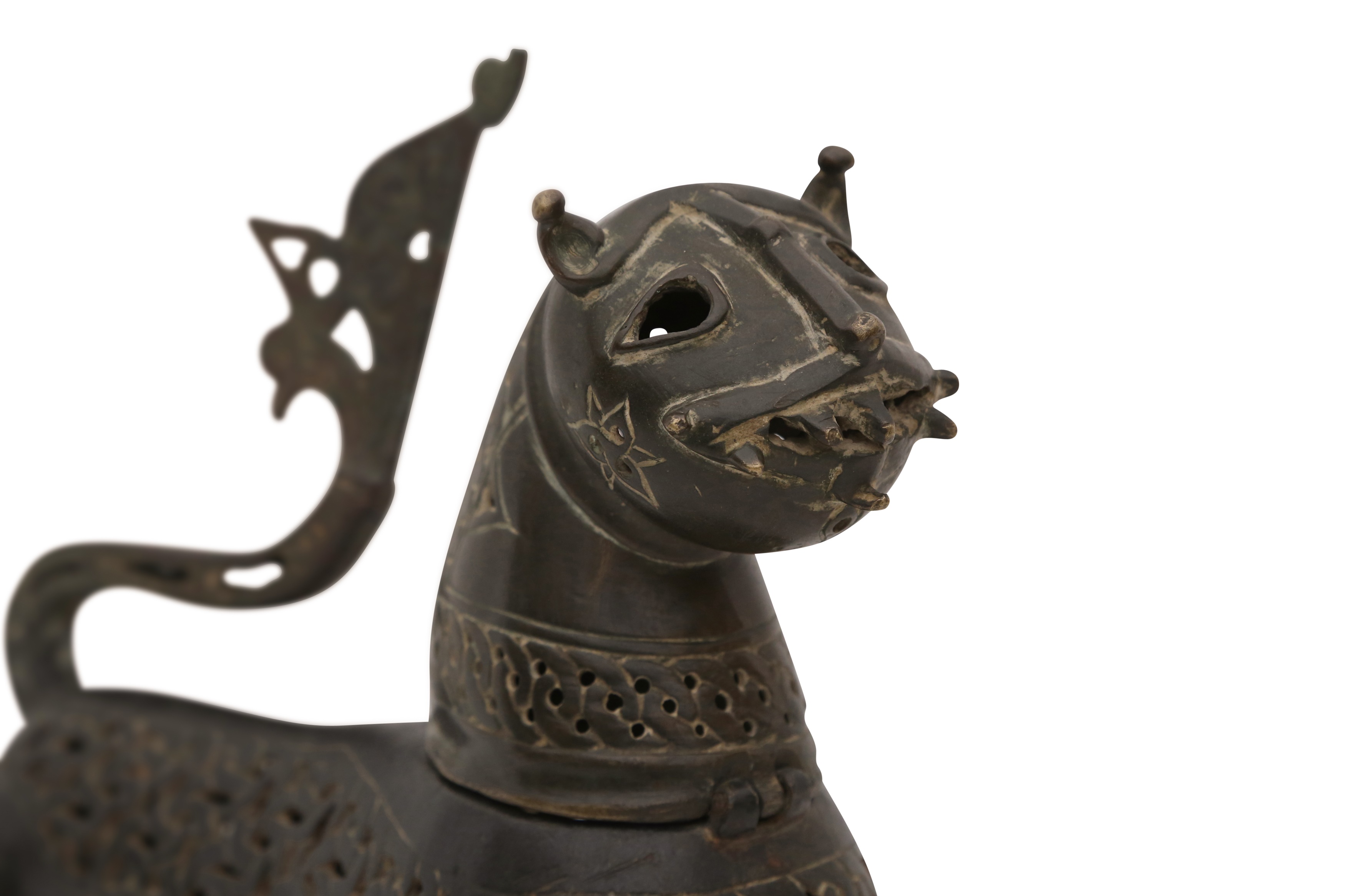 Fashion The round bronze lion incense burner is perfect in shape.