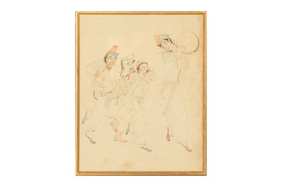 Lot 88 - THREE TINTED DRAWINGS IN THE STYLE OF HOSSEIN BEHZAD (1894 - 1968)