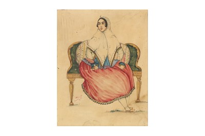 Lot 67 - FOUR WATERCOLOUR PORTRAITS OF QAJAR BEAUTIES