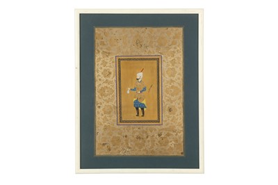 Lot 20 - AN ILLUMINATED ALBUM PAGE WITH AN ARCHAISTIC PORTRAIT OF A SAFAVID NOBLEMAN