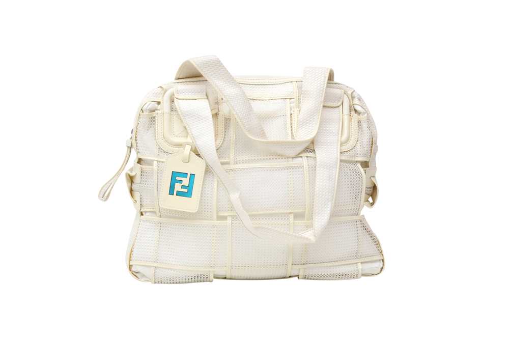 Lot 216 Fendi White Mesh Crossword Grande Bag