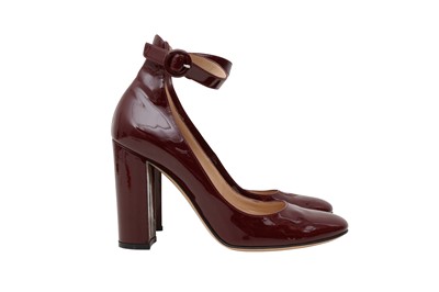 Lot 49 - Gianvito Rossi Burgundy Ankle Strap Heeled Pump - Size 37.5
