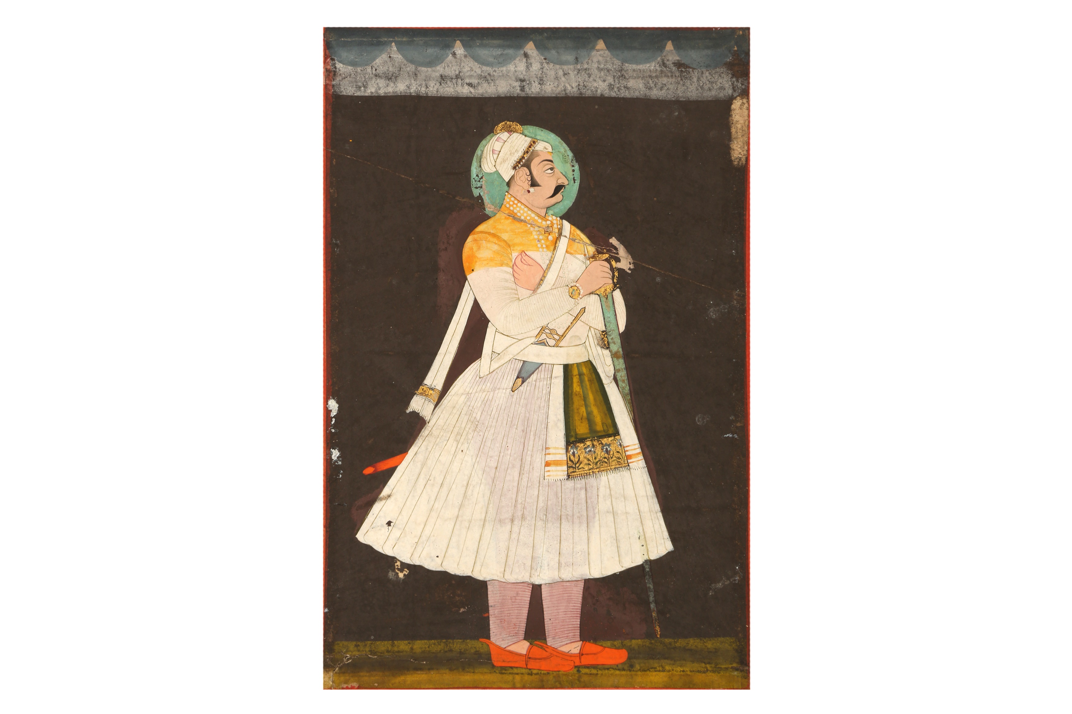 Lot 319 - TWO STANDING PORTRAITS OF RAJPUT MAHARAJAS