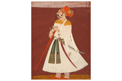 Lot 319 - TWO STANDING PORTRAITS OF RAJPUT MAHARAJAS