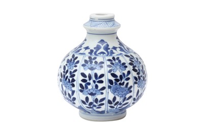 Lot 179 - A CHINESE BLUE AND WHITE LOBED HOOKAH BASE