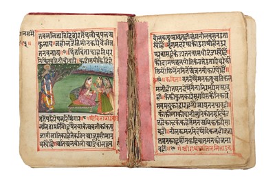 Lot 294 - A SECTION OF AN ILLUSTRATED MANUSCRIPT ON RADHA AND KRISHNA'S LOVE STORY