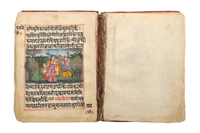 Lot 294 - A SECTION OF AN ILLUSTRATED MANUSCRIPT ON RADHA AND KRISHNA'S LOVE STORY