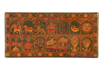 Lot 298 - A JAIN HAND-PAINTED AND LACQUERED WOODEN MANUSCRIPT COVER