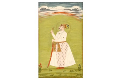 Lot 322 - THE MUGHAL EMPEROR MUHAMMAD SHAH (R. 1719 - 1748) HOLDING A SARPECH