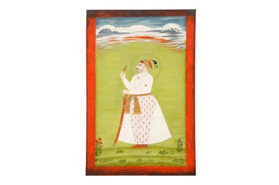 Lot 322 - THE MUGHAL EMPEROR MUHAMMAD SHAH (R. 1719 - 1748) HOLDING A SARPECH