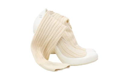 Lot 125 - Chanel Cream Long Sock Boot - Size 36.5