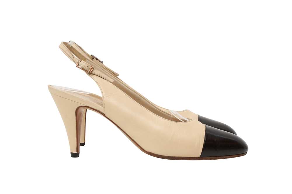 Lot 86 - Chanel Beige Two Tone Sling Back Heeled Pump