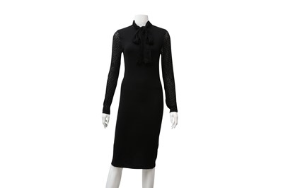 Lot 261 - Christian Dior Black Wool Knit Sheer Sleeve Dress - Size 38