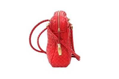 Lot 1 - Bottega Veneta Lipstick Red Intrecciato Shoulder Bag