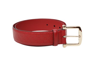 Lot 13 - Gucci Red GG Embossed Logo Belt - Size 90