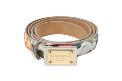 Lot 180 - Dolce & Gabbana Floral Print Slim Belt - Size 85
