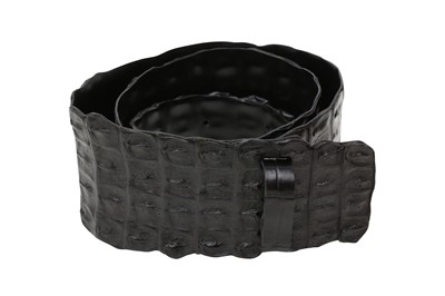 Lot 244 - Gucci Black Crocodile Waist Belt