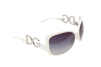Lot 213 - Dolce & Gabbana White Logo Oversized Sunglasses