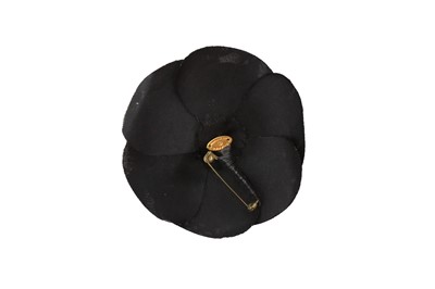Lot 268 - Chanel Black Silk Camellia Pin Brooch