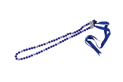 Lot 147 - Chanel Blue Pearl Ribbon Necklace