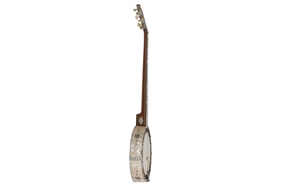 Lot 238 - AN UNUSUAL EARLY TWENTIETH CENTURY MOTHER OF PEARL FIVE STRING RESONATOR BANJO