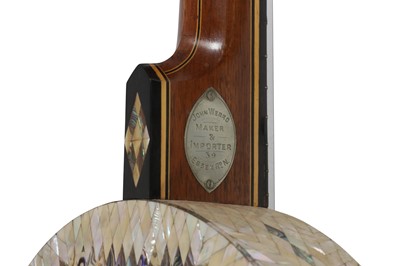 Lot 238 - AN UNUSUAL EARLY TWENTIETH CENTURY MOTHER OF PEARL FIVE STRING RESONATOR BANJO