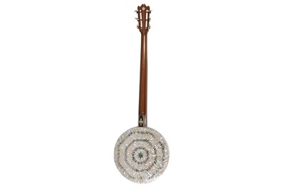 Lot 238 - AN UNUSUAL EARLY TWENTIETH CENTURY MOTHER OF PEARL FIVE STRING RESONATOR BANJO