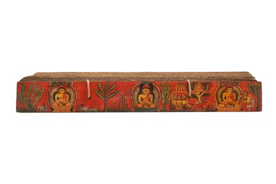 Lot 293 - A PALM-LEAF BUDDHIST MANUSCRIPT WITH LACQUERED BOOK COVERS