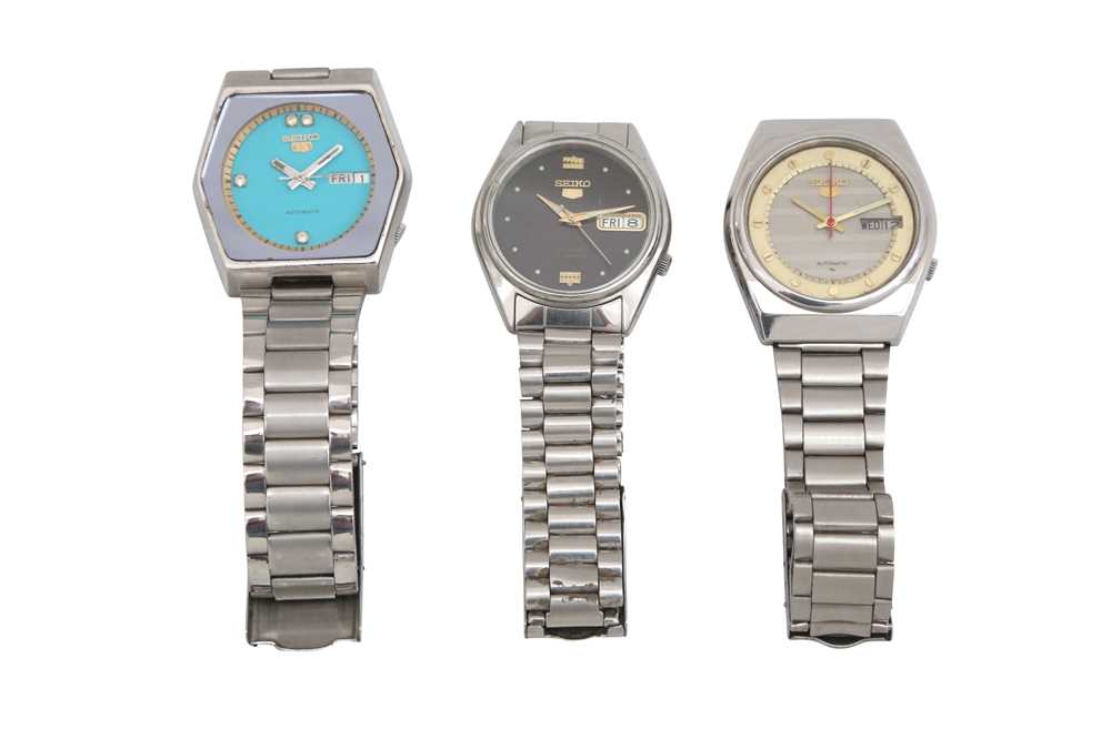 Lot 58 THREE AUTOMATIC SEIKO DAY DATE WATCHES lot-58-three-automatic-seiko-day-date-watches