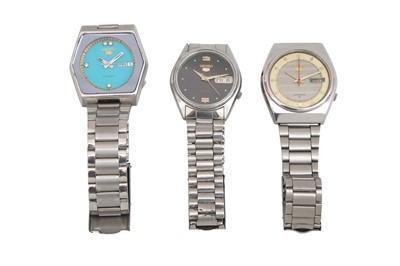 Lot 58 - THREE AUTOMATIC SEIKO DAY-DATE WATCHES