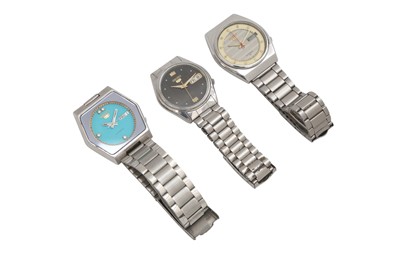 Lot 58 - THREE AUTOMATIC SEIKO DAY-DATE WATCHES