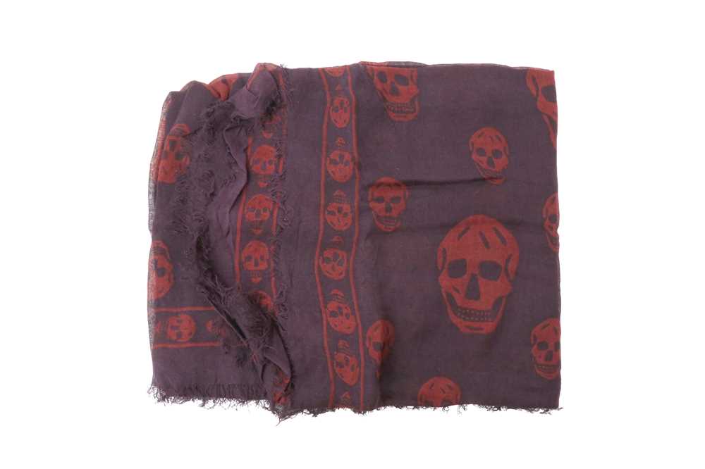 Lot 50 - Alexander McQueen Aubergine Skull Print Scarf