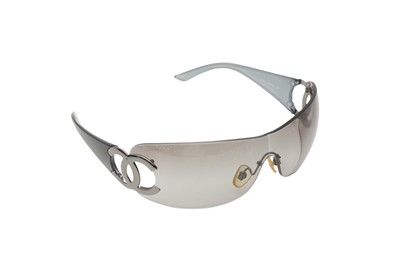 Lot 299 - Chanel Grey Rimless CC Logo Shield Sunglasses