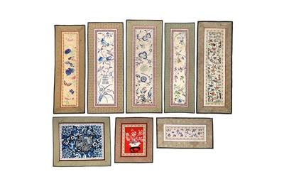 Lot 372 - A SMALL COLLECTION OF CHINESE EMBROIDERED PANELS