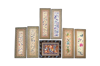 Lot 371 - A SMALL COLLECTION OF CHINESE EMBROIDERED PANELS