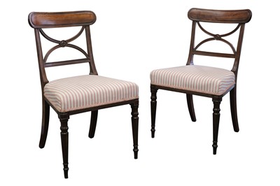 Lot 383 - A PAIR OF REGENCY MAHOGANY DINING CHAIRS