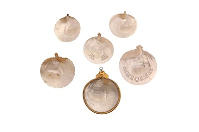 Lot 254 - SIX NINETEENTH CENTURY JERUSALEM MOTHER OF PEARL CARVED SHELLS OF RELIGIOUS THEME