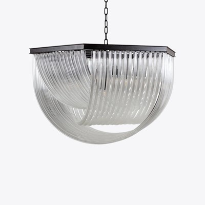 Lot 334 - PURE WHITE LINES, AN ECLIPSE CLEAR GLASS PENDANT LIGHT