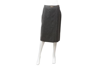 Lot 164 - Celine Grey Wool Felt A Line Skirt - Size 42