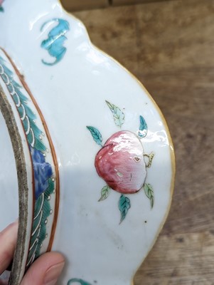Lot 136 - A CHINESE QUATREFOIL BLUE-GROUND FOOTED FISH