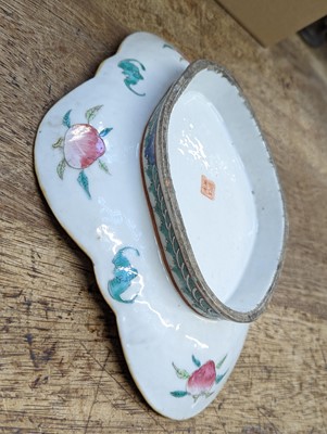 Lot 136 - A CHINESE QUATREFOIL BLUE-GROUND FOOTED FISH