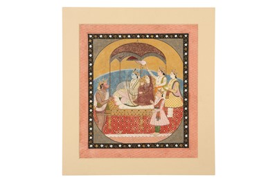 Lot 272 - AN ILLUSTRATION OF A RAM DARBAR: RAMA AND SITA ENTHRONED
