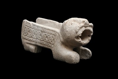 Lot 515 - A CARVED WHITE MARBLE SPOUT IN THE SHAPE OF A LION